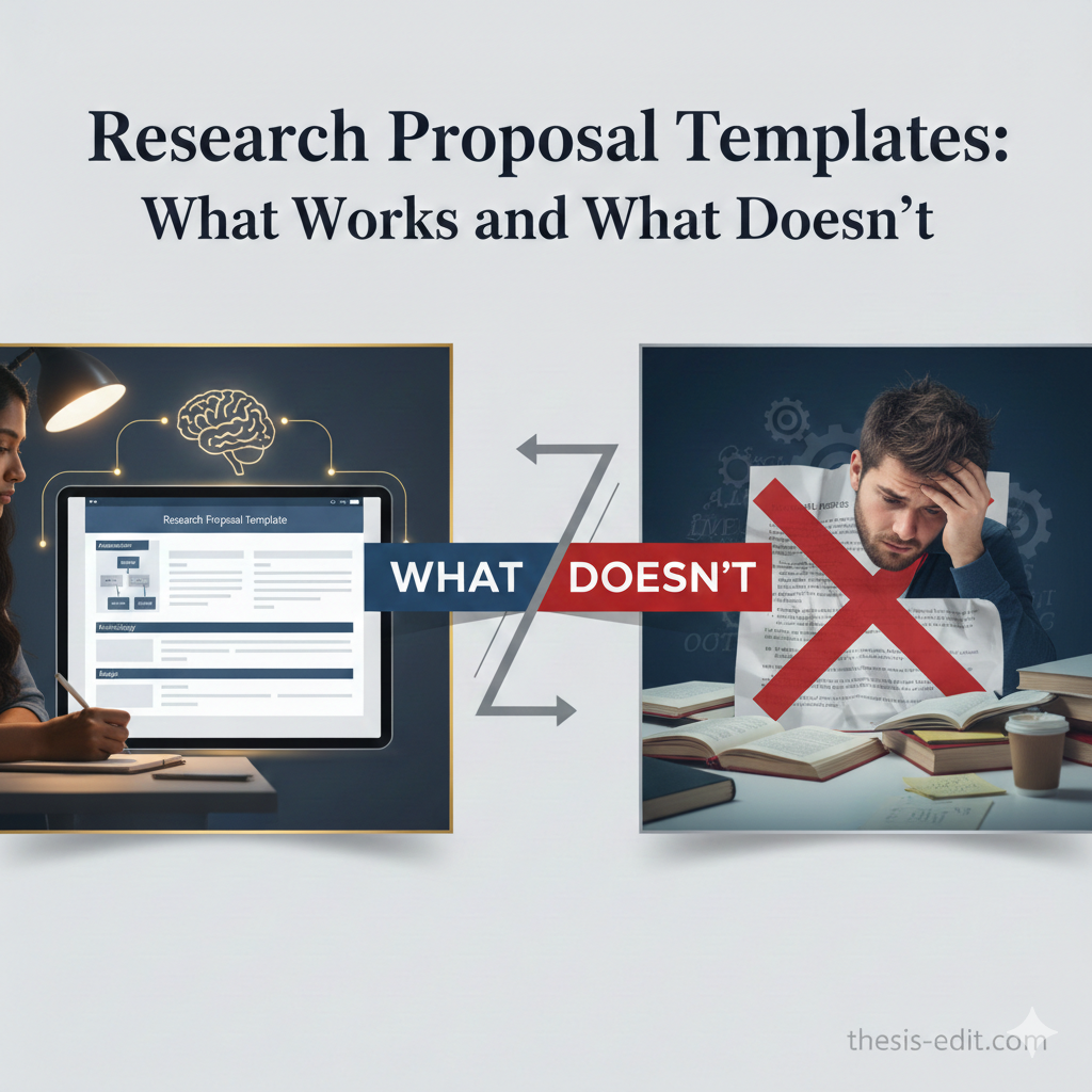 Research proposal templates on computer screen